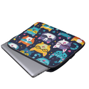Assorted Cat Faces Funny Cool Cats Laptop Sleeve