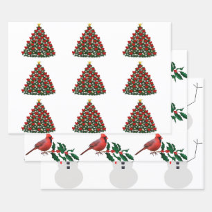 Assorted Chgristmas Wrapping Papers 3 Flat Sheets 