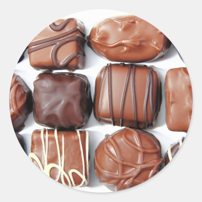 Assorted Chocolates Classic Round Sticker (Front)