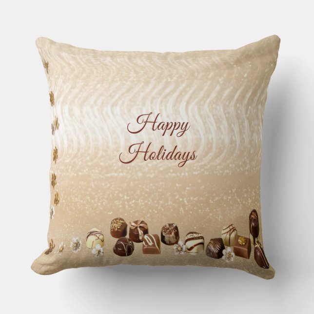 Assorted Chocolates with Decorative Flowers Cushion (Front)
