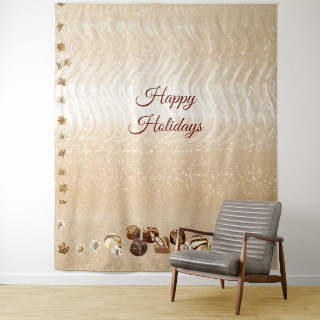 Assorted Chocolates with Flowers Backdrop Tapestry (In Situ)