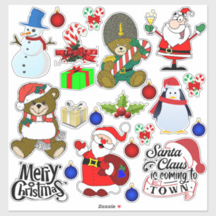Assorted CHristmas holiday Stickers Santa Snowman 