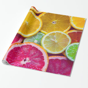 Assorted Circles of Citrus Fruit Wrapping Paper