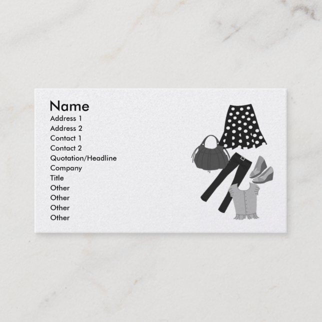 Assorted Clothing Apparel Business Card (Front)