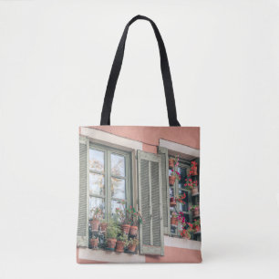 ASSORTED-COLOR FLOWERS IN VASE NEAR WINDOW TOTE BAG