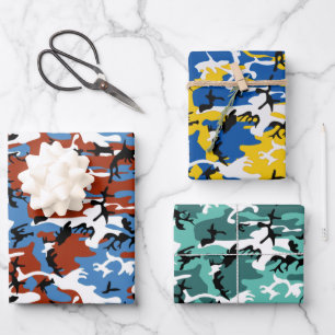 Assorted Colorful Camo Wrapping Paper Sheet
