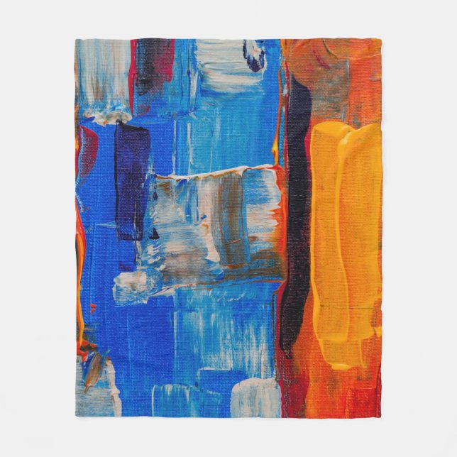 Assorted-colour abstract painting fleece blanket (Front)