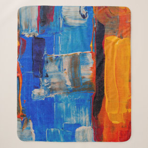 Assorted-colour abstract painting sherpa blanket
