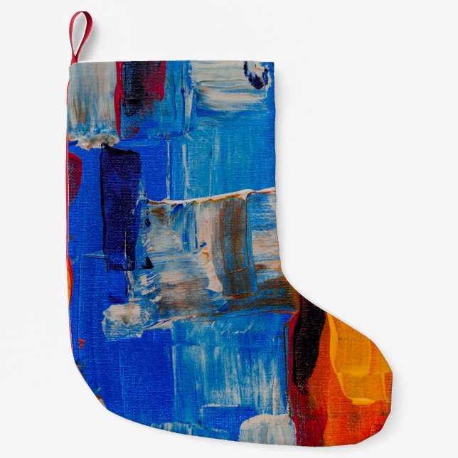 Assorted-colour abstract painting small christmas stocking (Front)