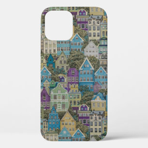 Assorted-colour buildings painting iPhone 12 case
