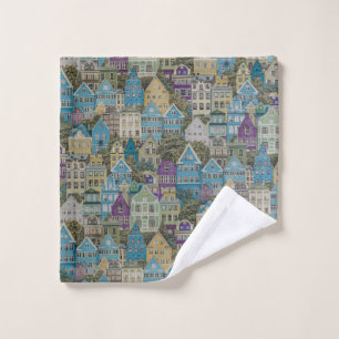 Assorted-colour buildings painting wash cloth
