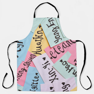 Assorted-colour of name cards apron