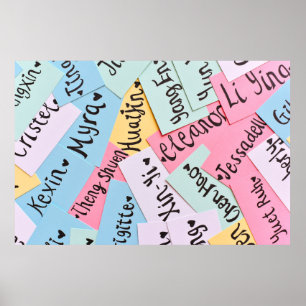 Assorted-colour of name cards poster
