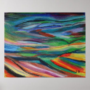Assorted Colour oil pastels Stream Media Abstract Poster