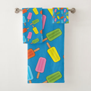 Assorted Colourful Popsicles Pattern Bath Towel Set