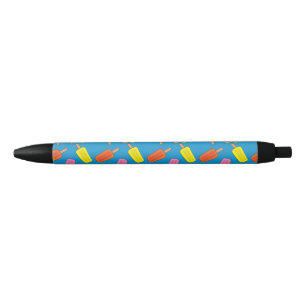Assorted Colourful Popsicles Pattern Black Ink Pen