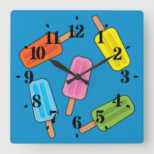 Assorted Colourful Popsicles Pattern Square Wall Clock