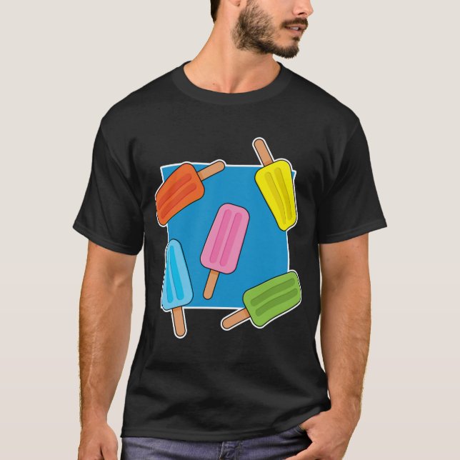 Assorted Colourful Popsicles Pattern T-Shirt (Front)