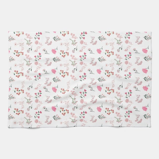 Assorted Delicate Flower in Pattern Kitchen Towels (Horizontal)