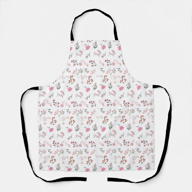 Assorted Delicate Flowers in Pattern Print Apron (Front)