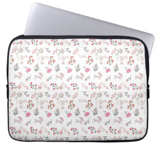 Assorted Delicate Flowers in Pattern Print Laptop Sleeve