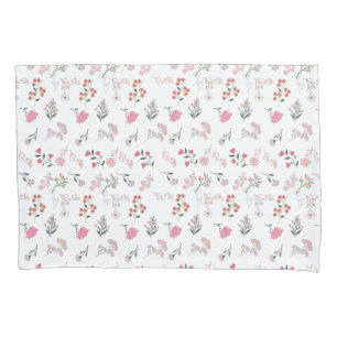 Assorted Delicate Flowers in Pattern Print Pillowcase