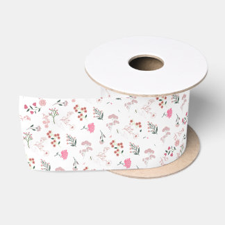 Assorted Delicate Flowers in Pattern Print Satin Ribbon