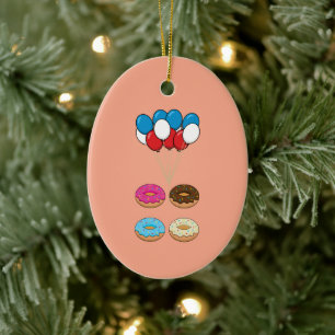 Assorted Donuts and Balloons Ceramic Ornament