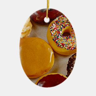 Assorted doughnuts ceramic ornament