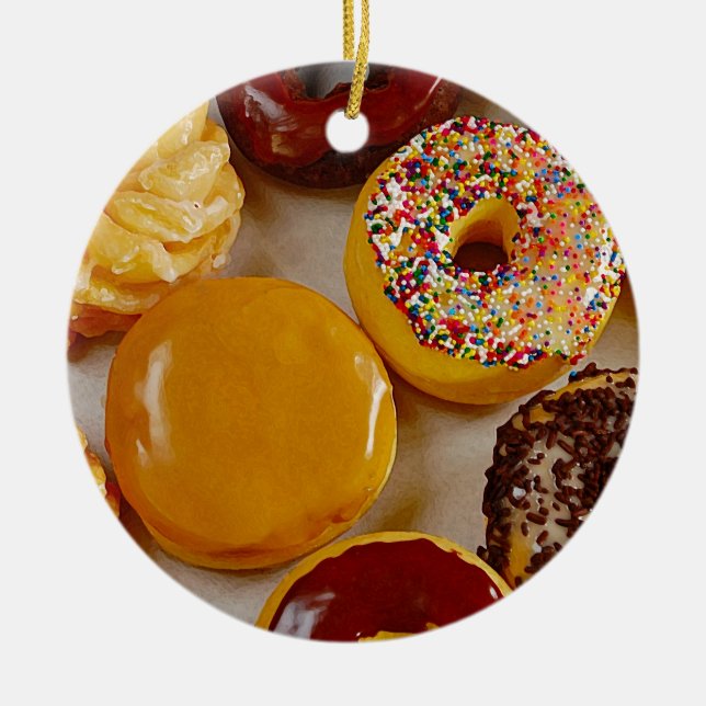 Assorted doughnuts ceramic tree decoration (Front)