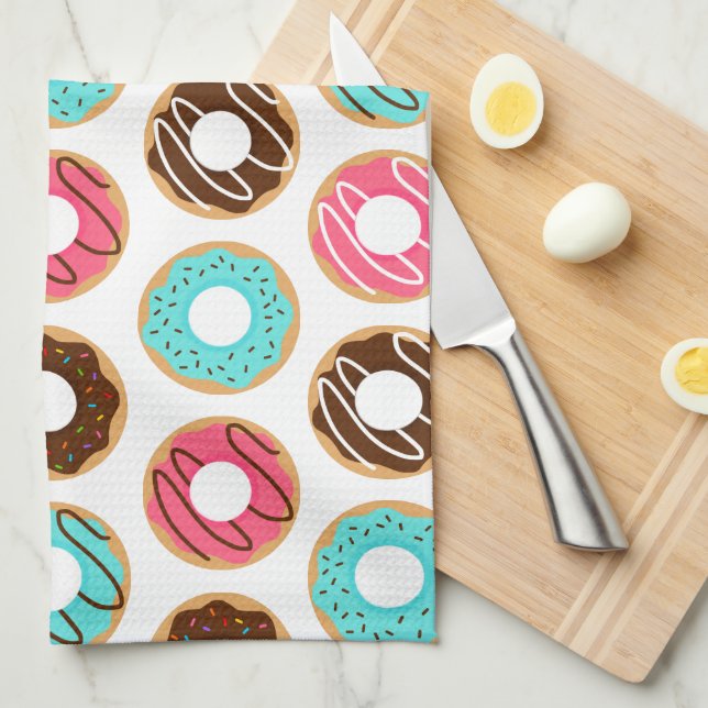 Assorted Doughnuts Pattern Tea Towel (Quarter Fold)