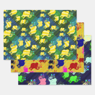 Assorted Elephants Wrapping Paper Sheet