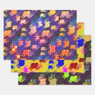 Assorted Elephants Wrapping Paper Sheet