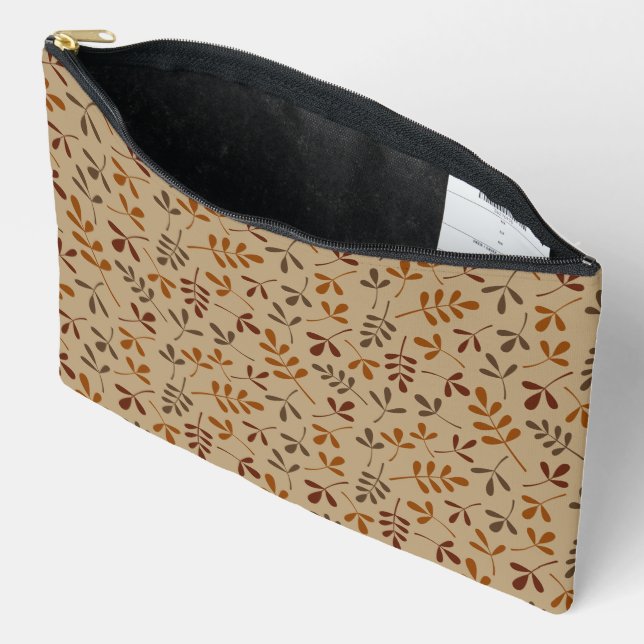 Assorted Fall Leaves Pattern Accessory Pouch (Open)