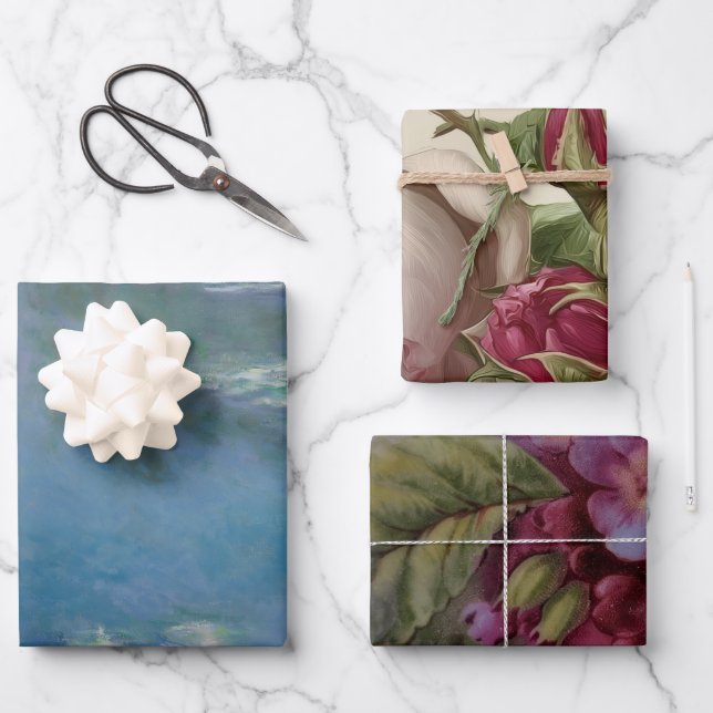Assorted Floral Photo  Wrapping Paper Sheet (Front)
