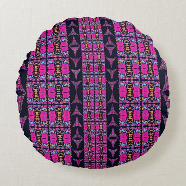 Assorted Floral Pinwheels Round Cushion (Front)