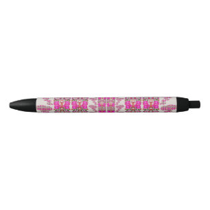 Assorted Floral Roses Black Ink Pen