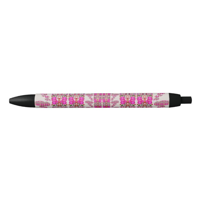 Assorted Floral Roses Black Ink Pen (Front)