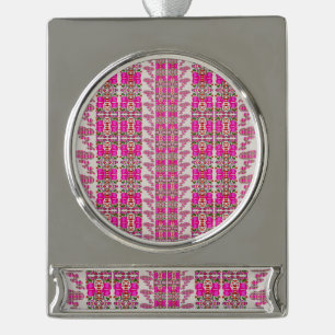 Assorted Floral Roses Silver Plated Banner Ornament