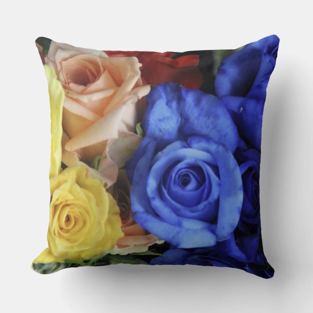 Assorted fresh rose bouquets cushion (Front)