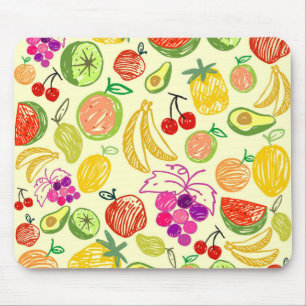 Assorted Fruit Doodle Pattern Mouse Pad