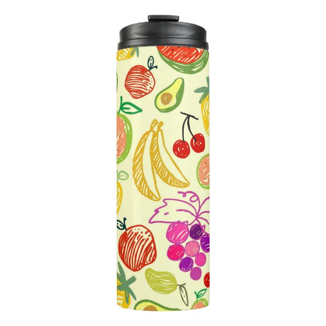 Assorted Fruit Doodle Pattern Thermal Tumbler (Front)