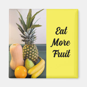 Assorted Fruit Photo Healthy Reminder Yellow Magnet