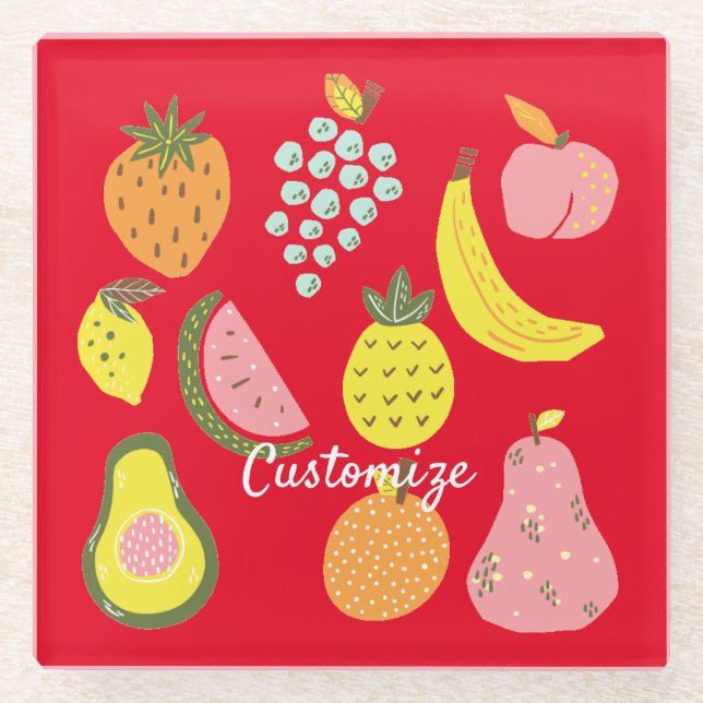 Assorted Fruits Collection Thunder_Cove Glass Coaster (Front)
