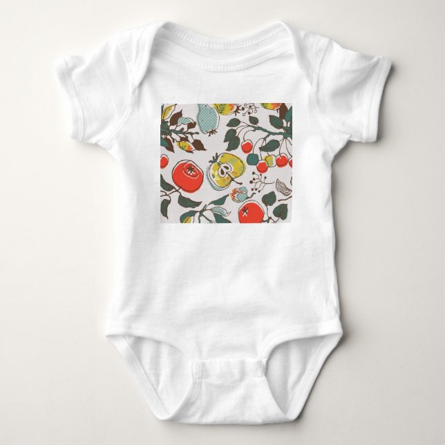Assorted fruits, colourful seamless pattern. baby bodysuit (Front)