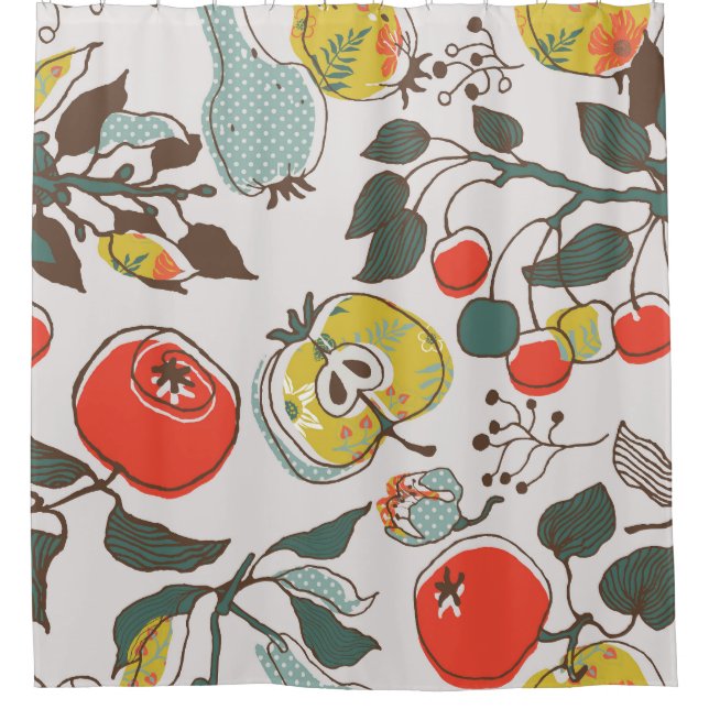 Assorted fruits, colourful seamless pattern. shower curtain (Front)