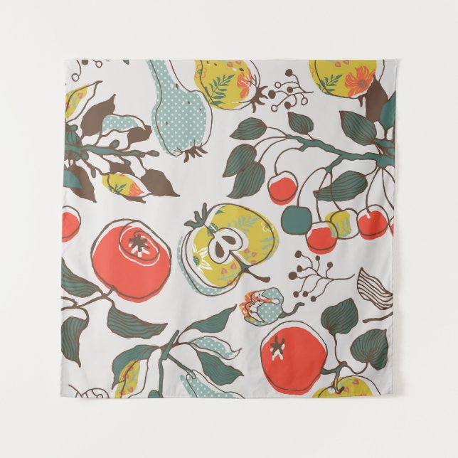 Assorted fruits, colourful seamless pattern. tapestry (Front)
