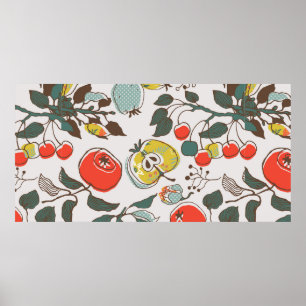 assorted fruits. seamless pattern poster
