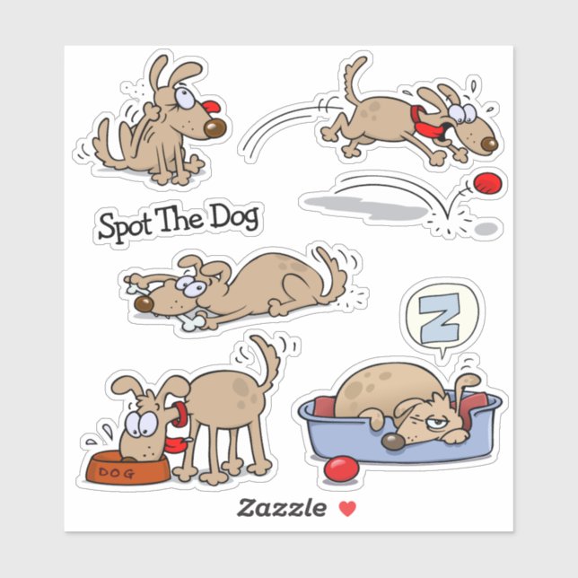 Assorted Funny Cartoon Dogs With Dog Name (Sheet)