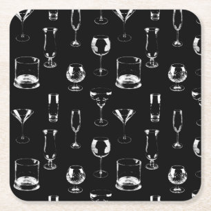 Assorted Glasses Square Paper Coaster